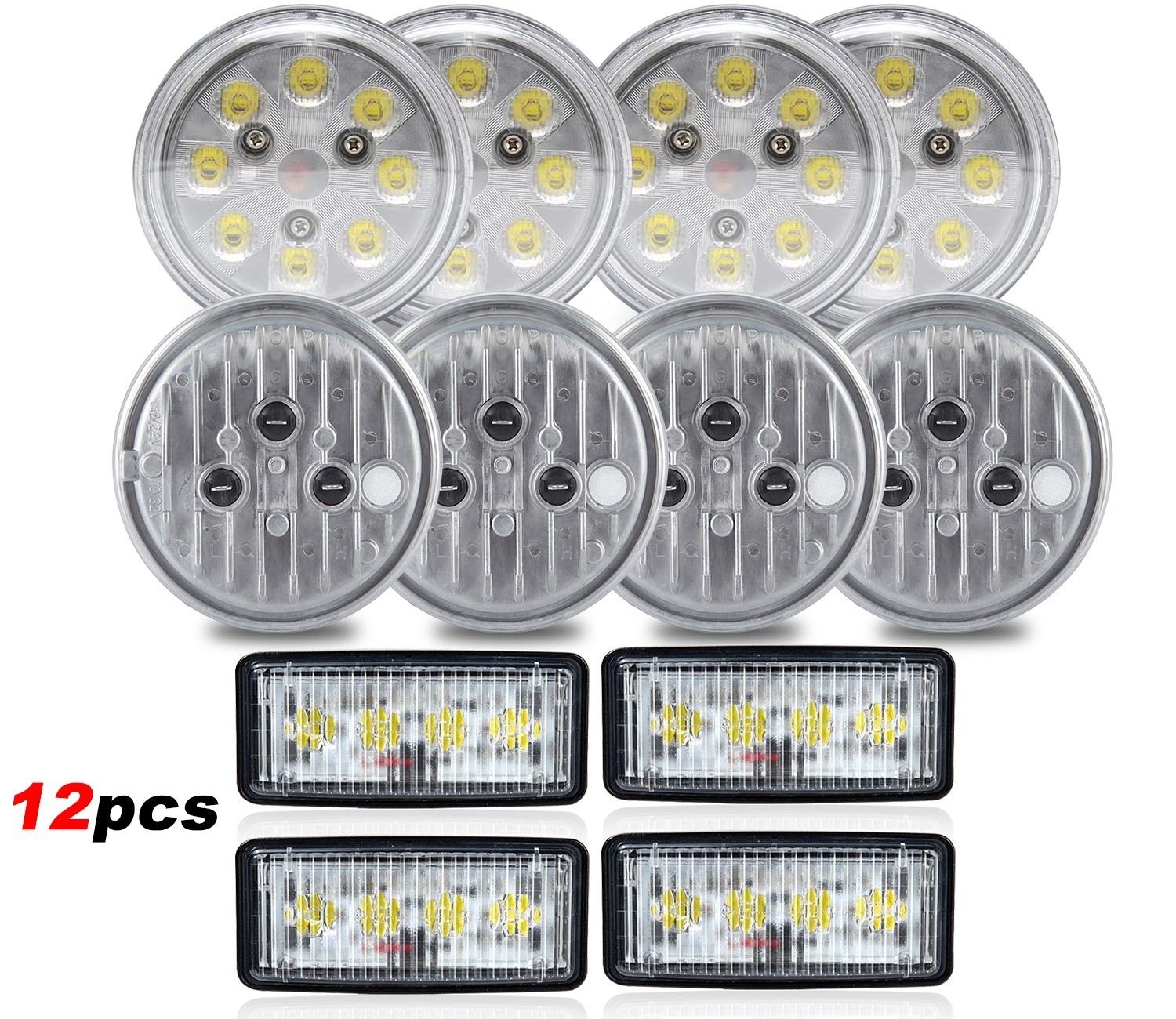 12pcs LED Work lights Kit For Deere 50 Series: 4050 4250 4450 4650 4850