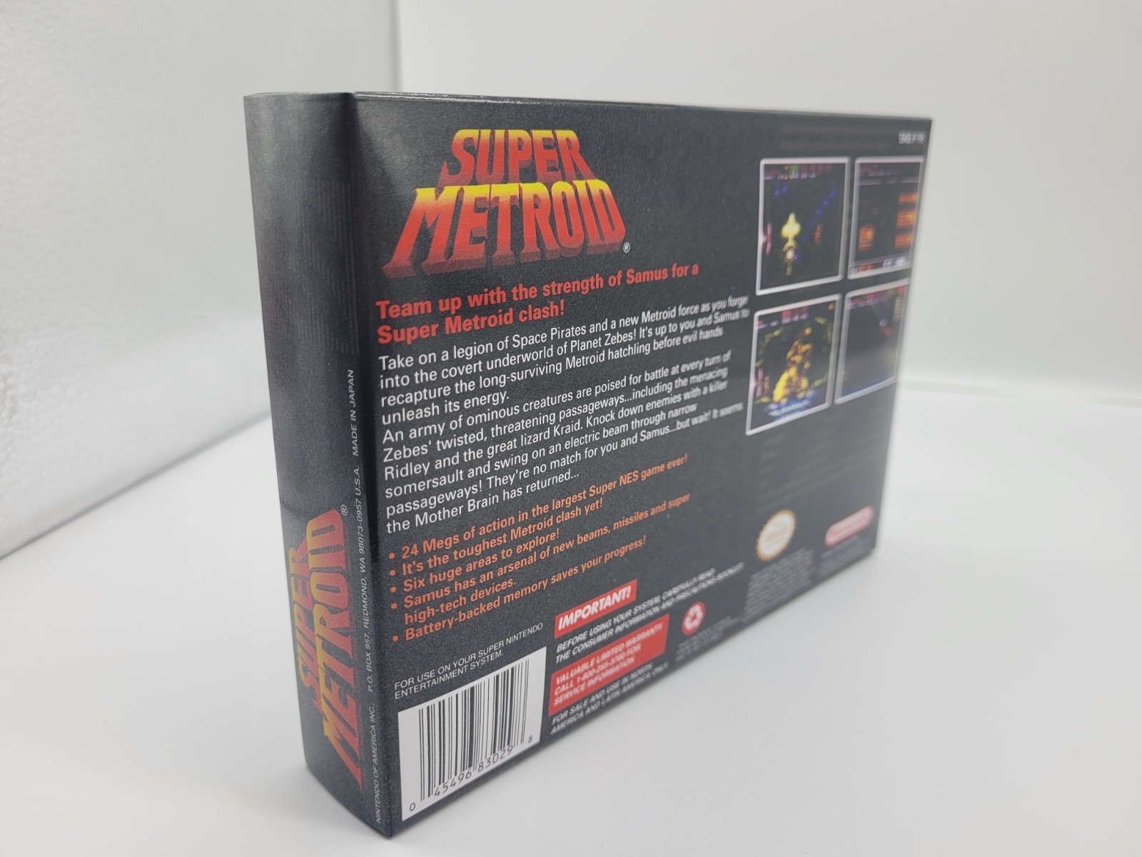 SUPER METROID SUPER SNES BOX ONLY REPLACEMNT BOX INCLUDES INSERTS + CLEAR CASE