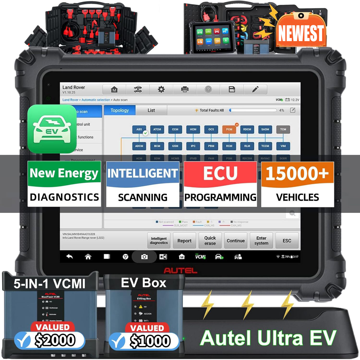 Autel MaxiSys Ultra EV VCMI Programming Electric Intelligent Diagnostic Scanner