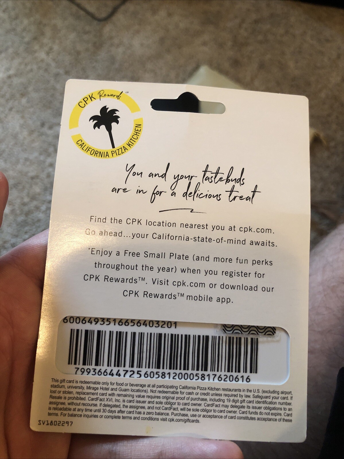 California Pizza Kitchen gift Card $25