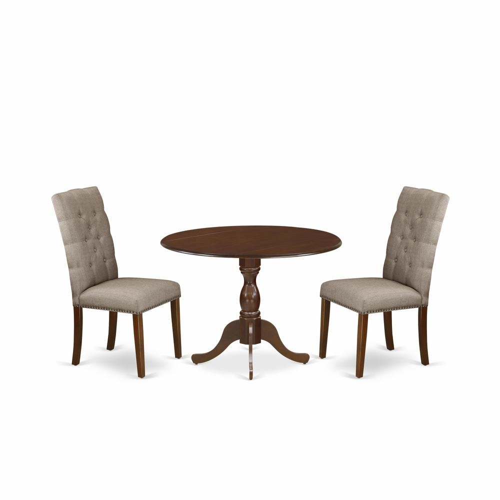 East West Furniture DMEL3-MAH-16 3 Piece Dining Table Set Consists of 1 Drop...
