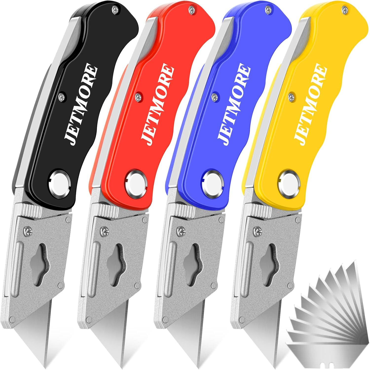 4 Pack Folding Utility Knife, Box Cutter with 10 Blade, Razor Knife | Utility Kn