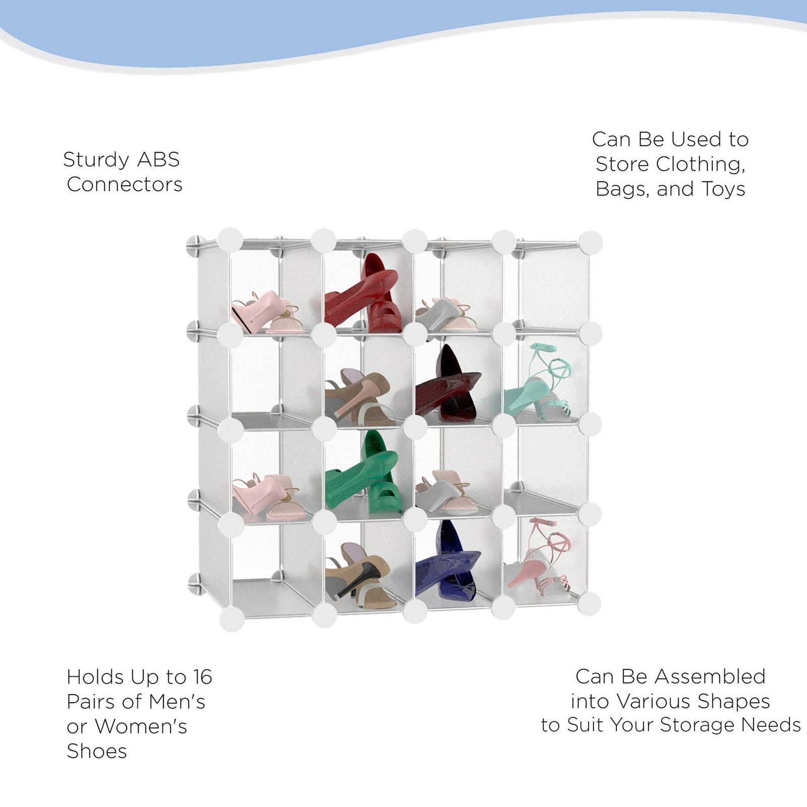 Cube Organizer 16 Cube Shelves with Interlocking, Customizable, Stackable Mod...