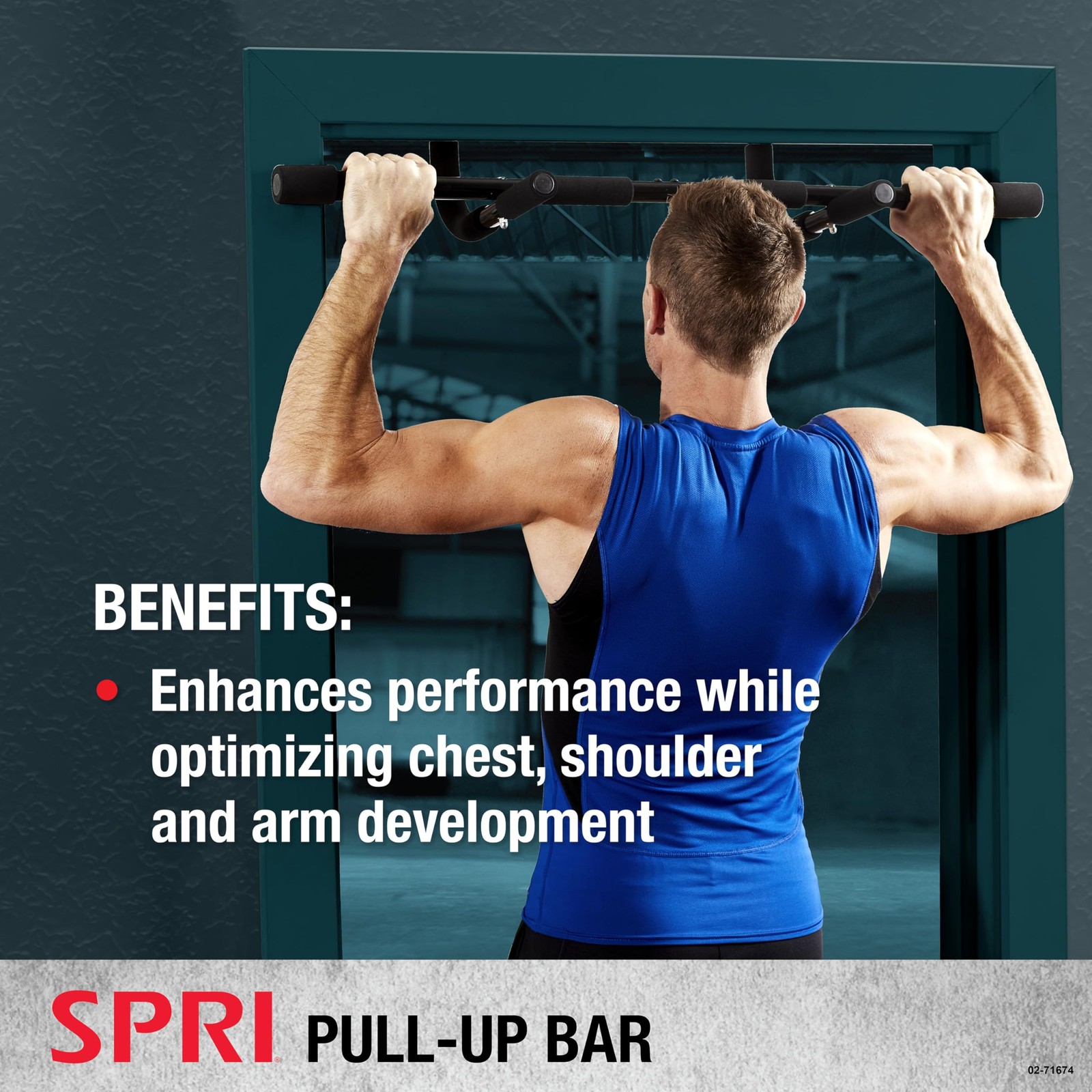SPRI Pull Up Bar - 8-Grip Door Frame Mounting Pull-Up Bar for Versatile Work...