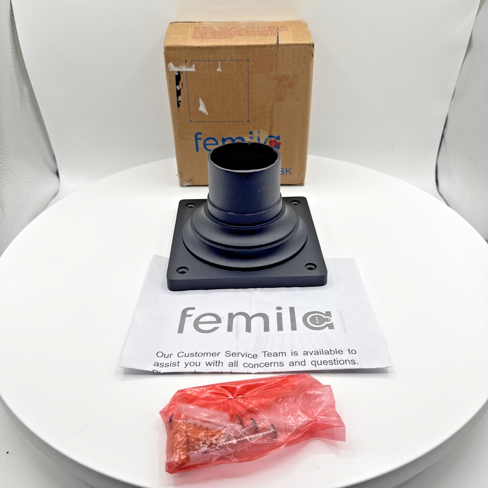 FEMILA 4FW31PA BK Black Cast Aluminum Pier Mount Base 2.77in Post Light Adapter
