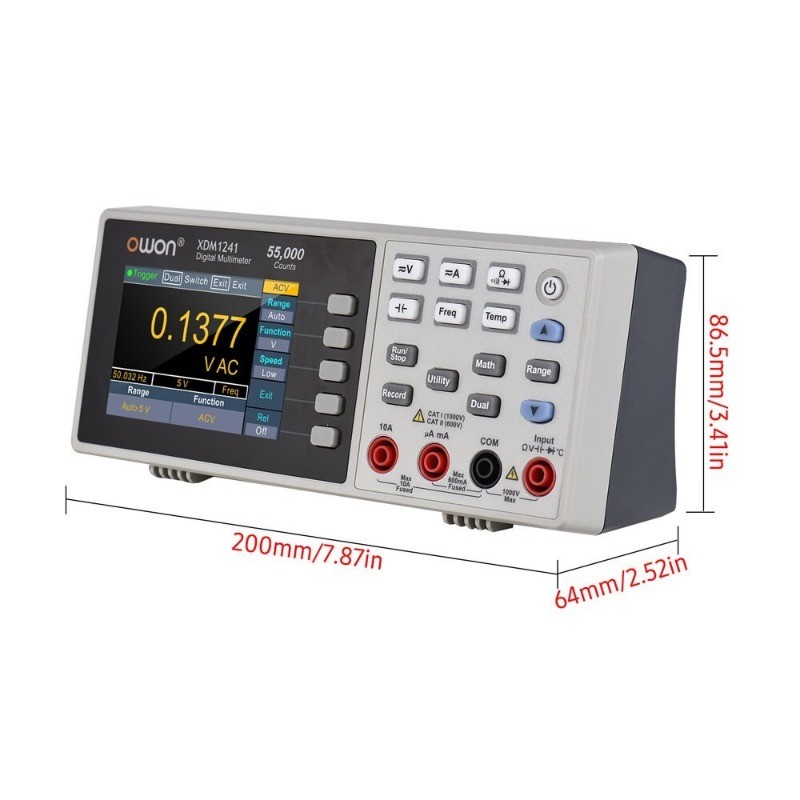 Digital Multimeter 3.5" Rechargeable 55000 Counts True RMS Meter Owon XDM1241