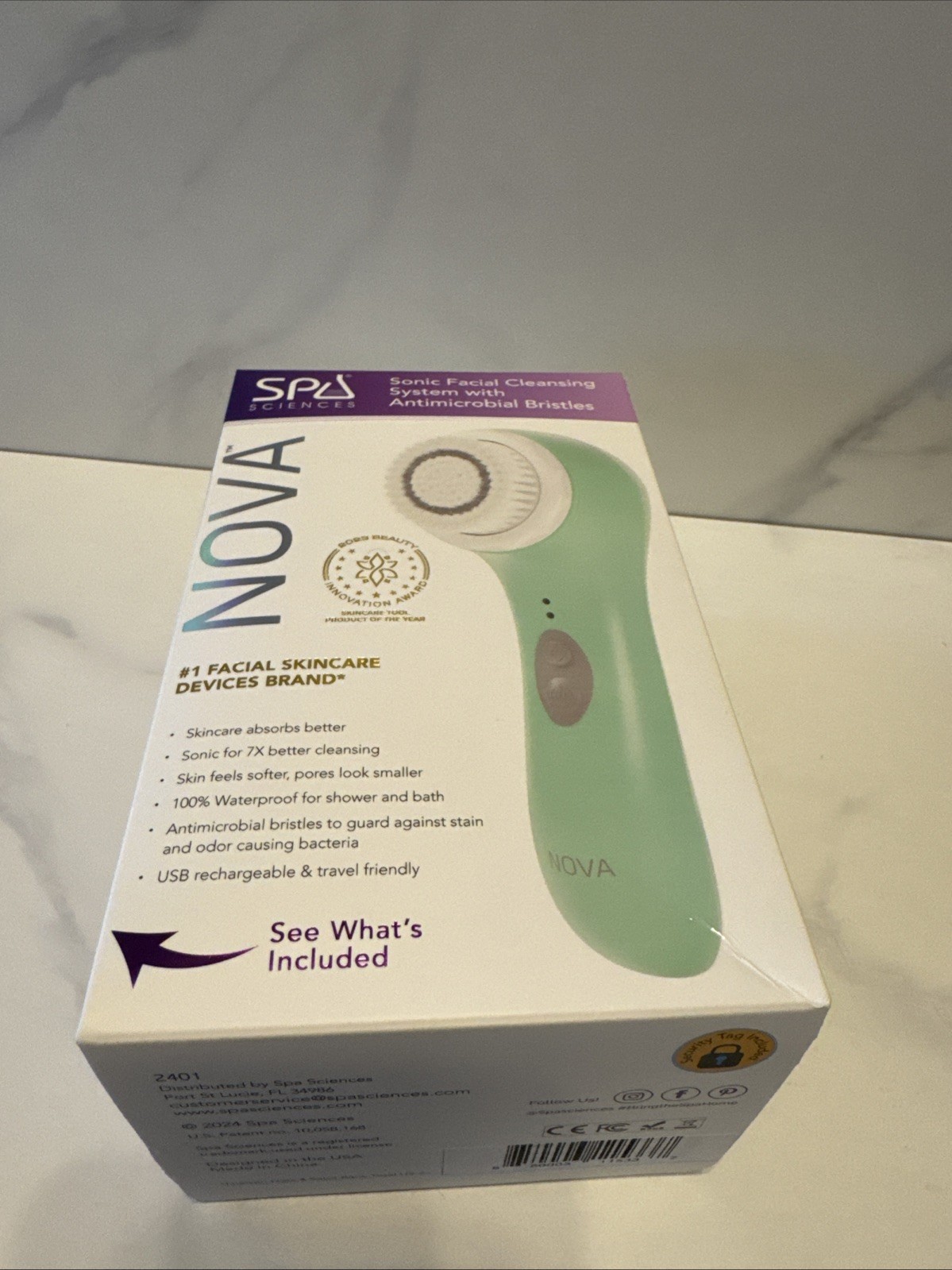 Nova Spa Science Antimicrobial Sonic Face Cleansing System Mint Green New Sealed