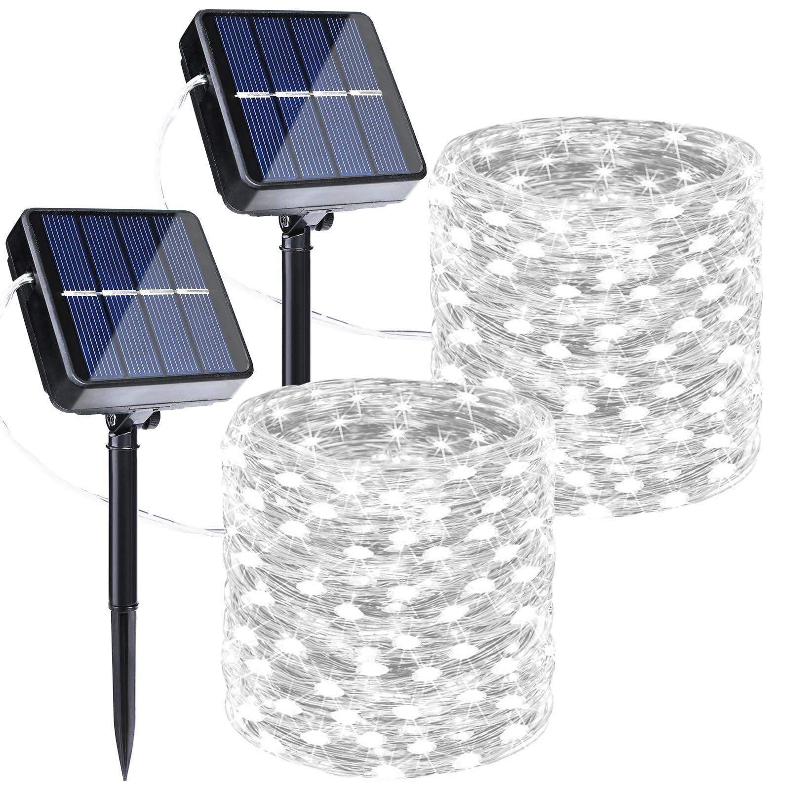Solar String Lights Outdoor 2pack Total 100ft 300led 8 Modes Solar Fairy Lightsw