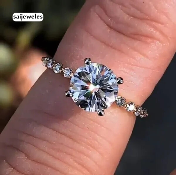 14K White Gold Over 2.81CT Round Cut Lab-Created Diamond Engagement Wedding Ring