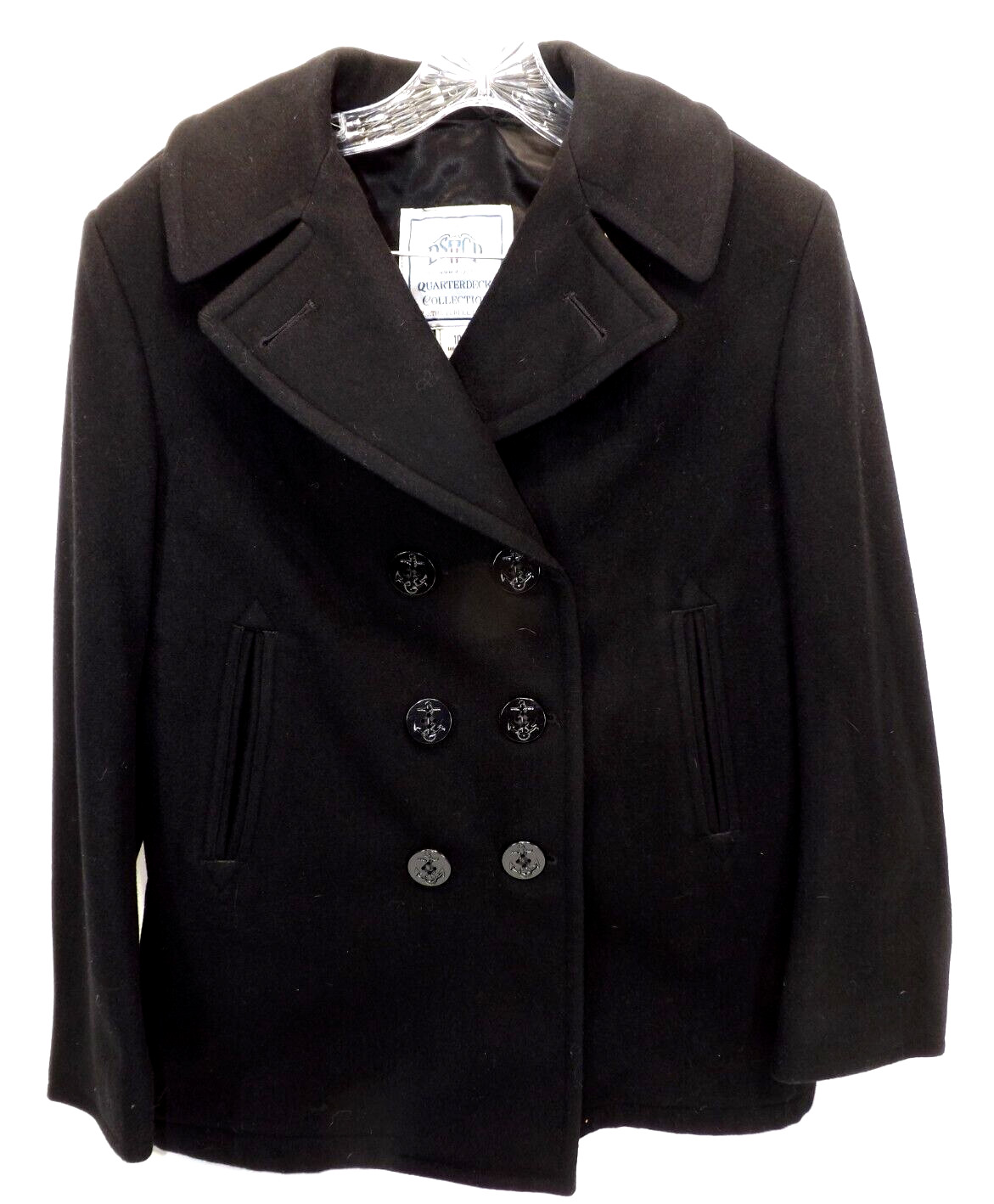 DSCP, Quarter Deck Collection Black Wool Navy Peacoat Anchor Buttons - Size 10R