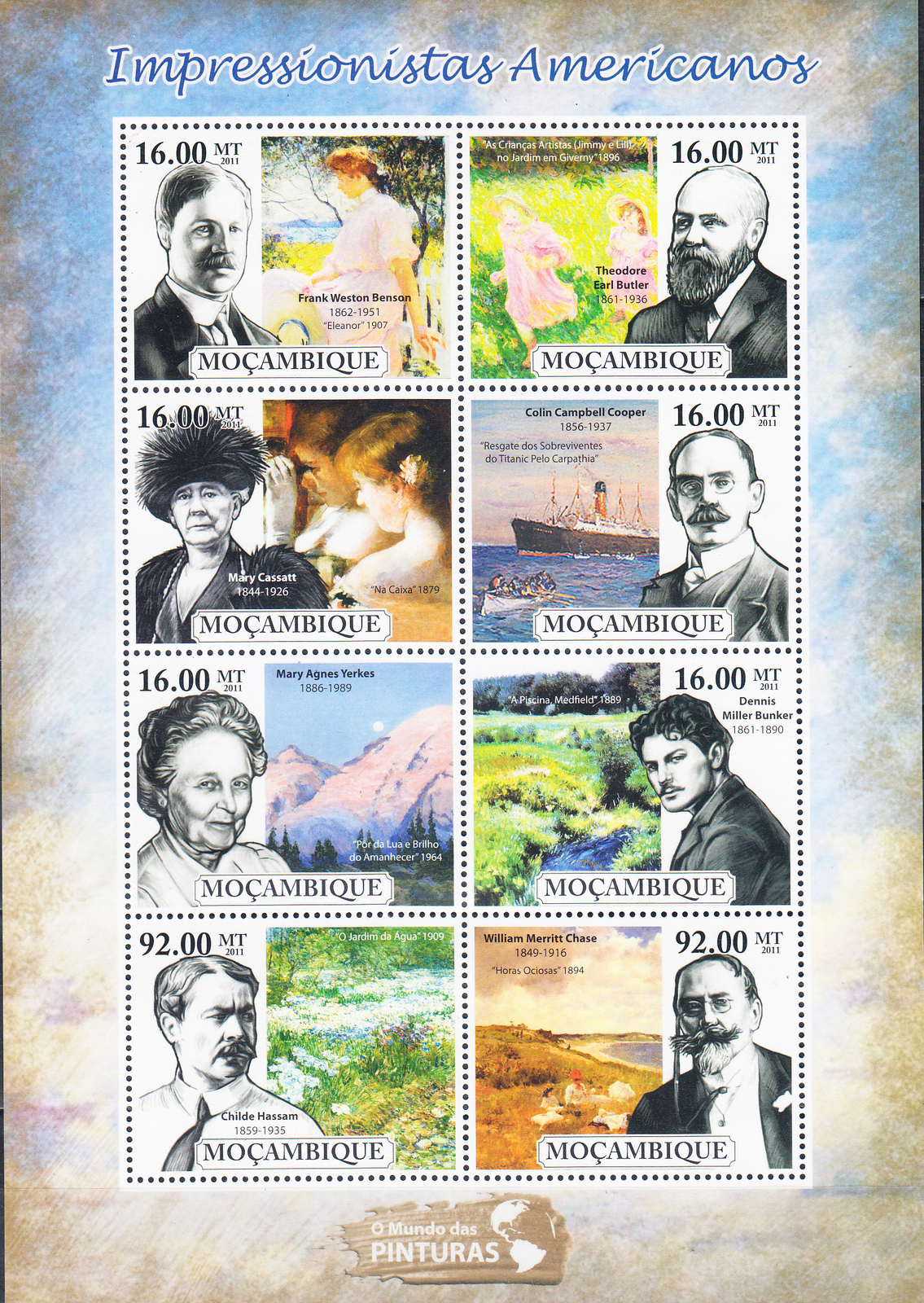 W MOZAMBIQUE 2455 AMERICAN IMPRESSIONISTS PAINTINGS