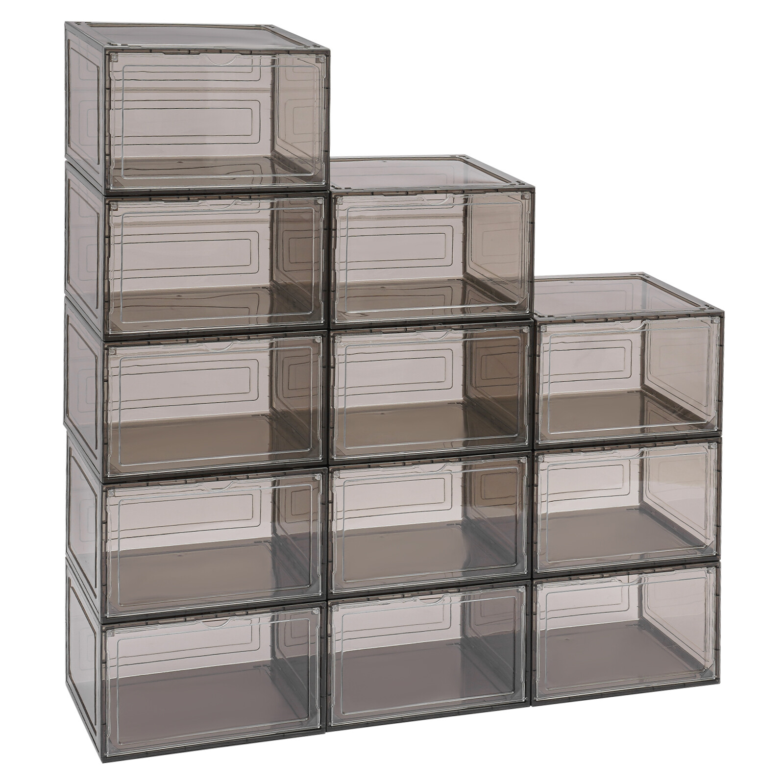 12PCS Shoe Storage Box Organizer Stackable Sneaker Display Case Container NEW
