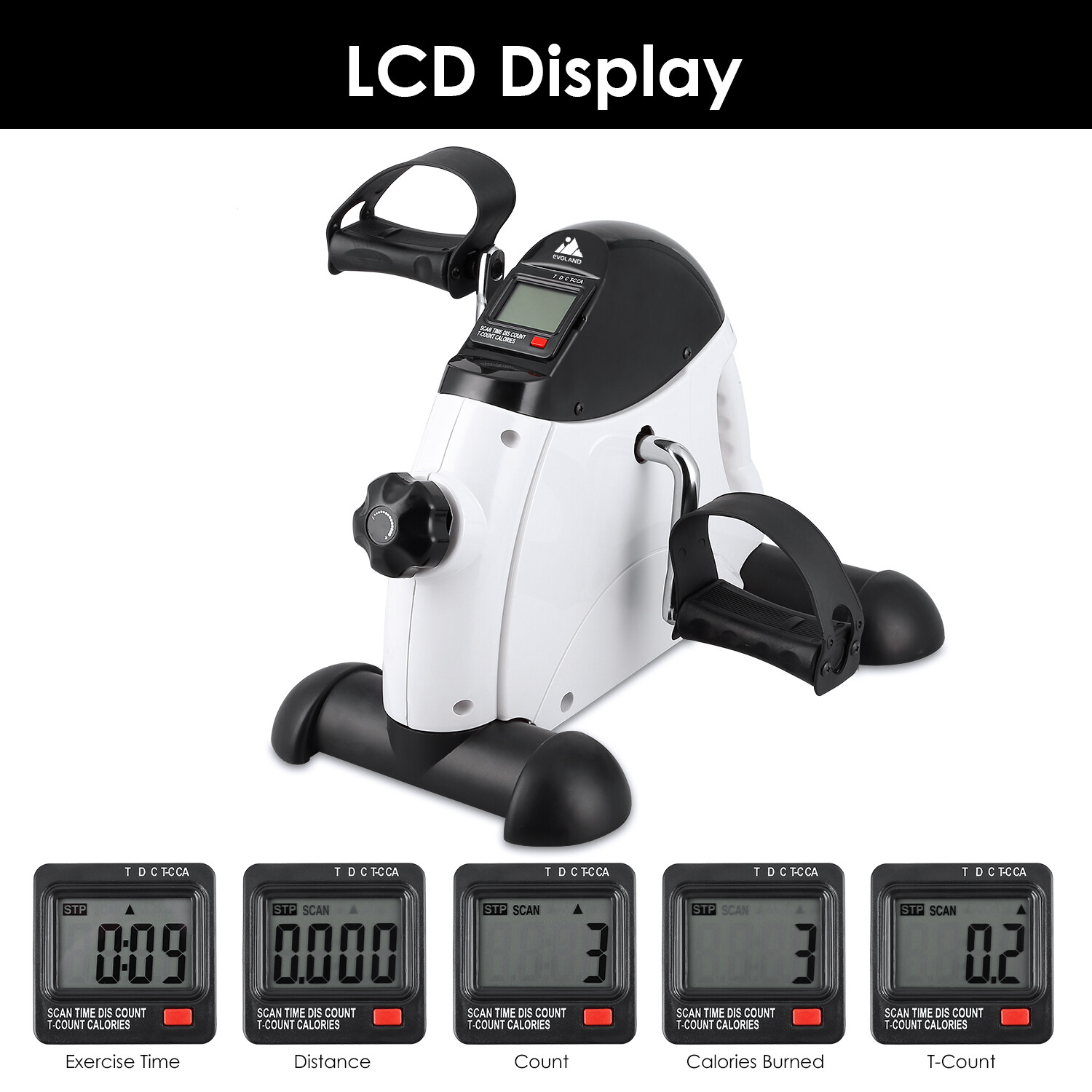 Mini LCD Exercise Bike Arm Leg Pedal Exerciser W/ Handle Adjustable Resistance