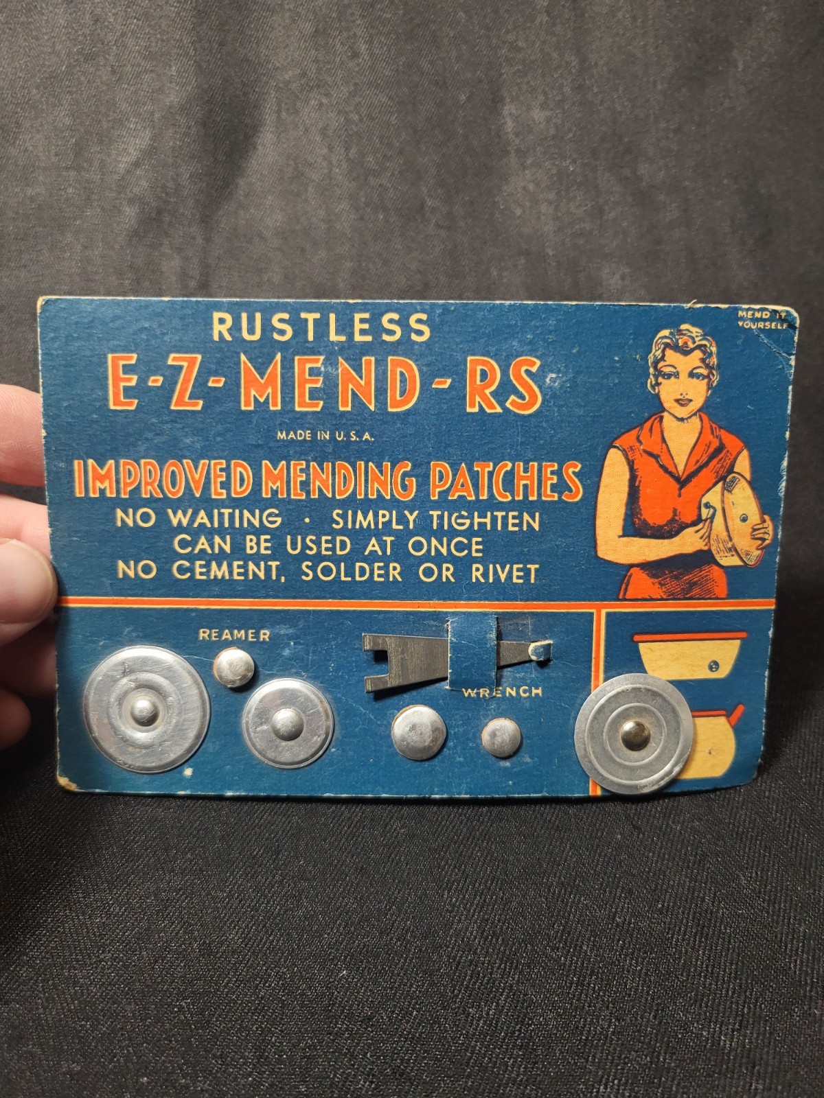 Vintage, Rustless, E-Z- Mend-RS" Mending Patches