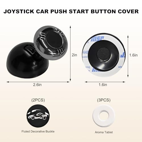 Joystick Car Push Start Button Cover, Metal Car Starter Engine Start Stop Black