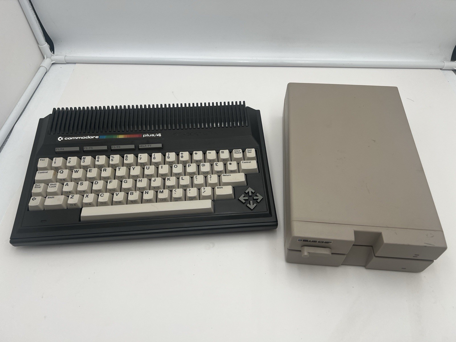 VTG Commodore Plus/4 Computer & Blue Chip Floppy Disk Drive Untested / No Cables