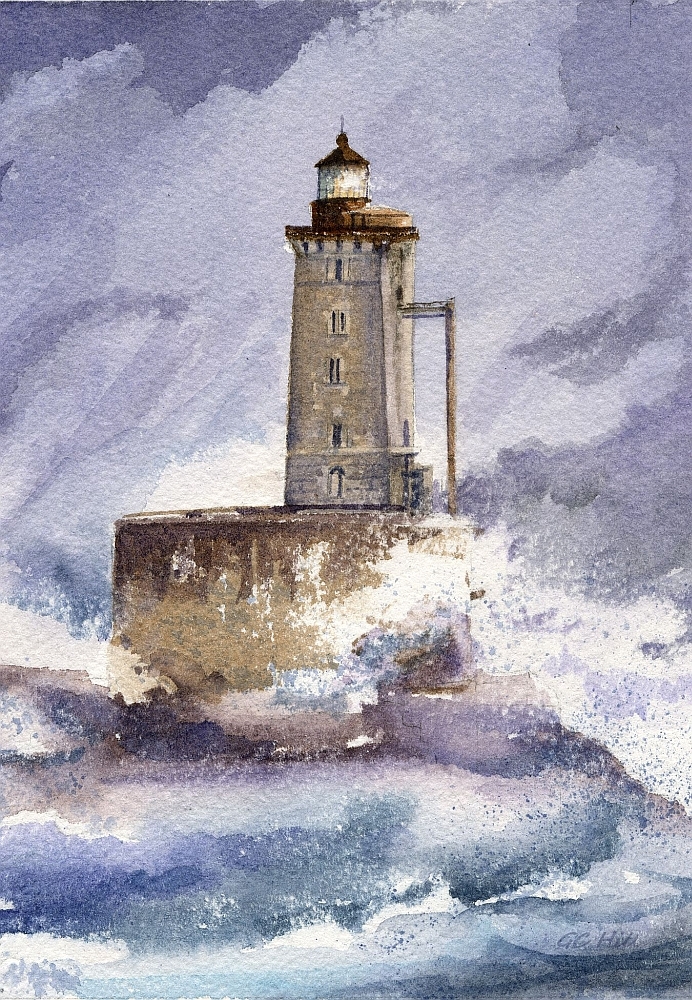 St. George Reef Lighthouse, CA. Storm at "The Dragon" Gerald Hill Art Notecards
