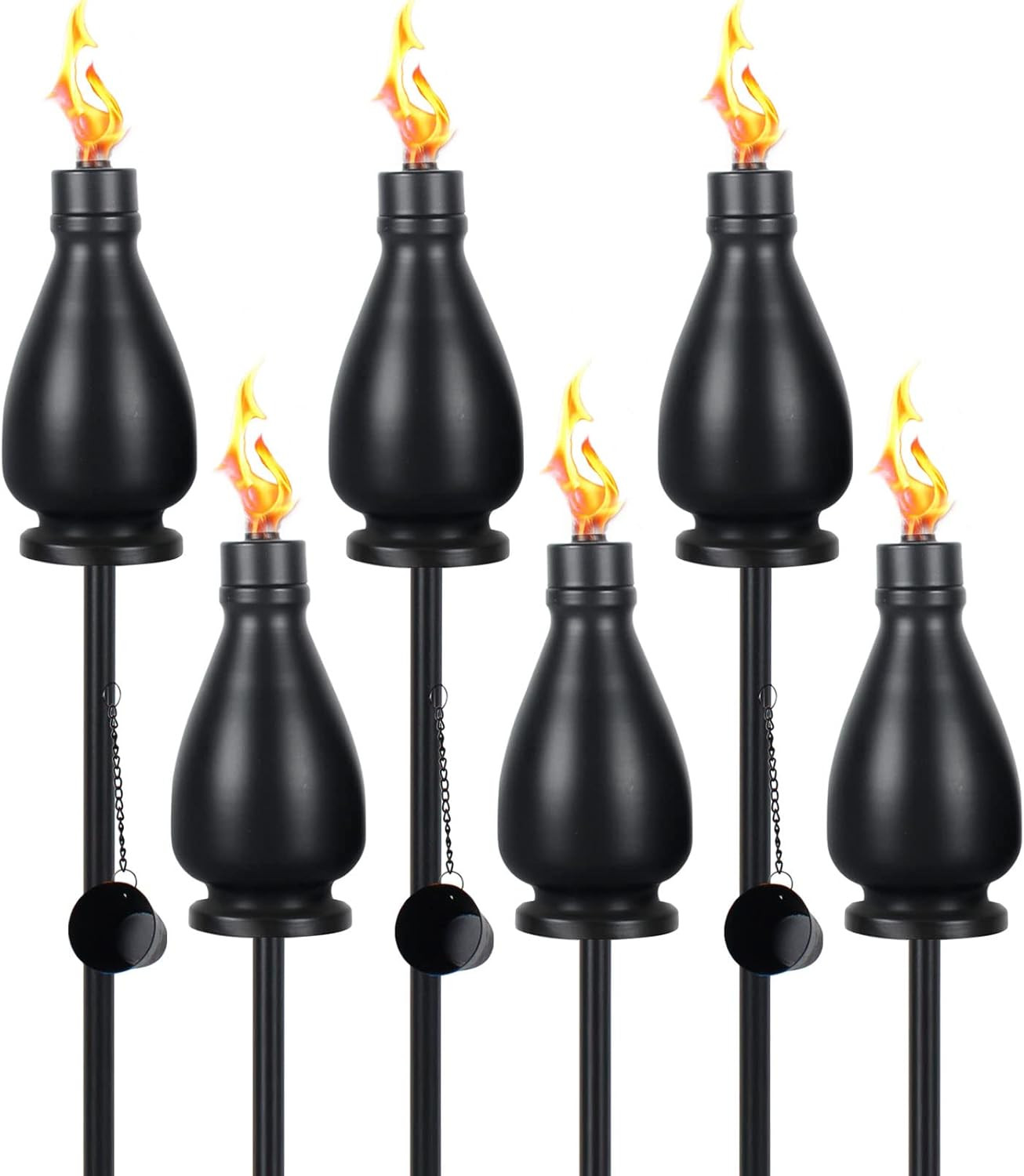 6 Pack Metal Citronella Torches Outdoor, 60 Inch Garden Torches for Outside, Upg