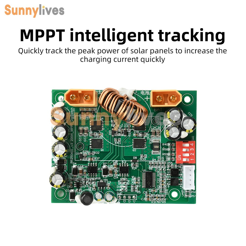 100W MPPT Smart Solar Controller DIP Switch for 12V 24V Energy Storage Systems