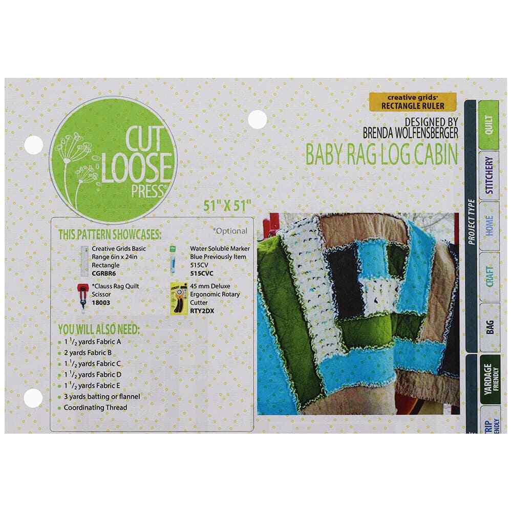 Cut Loose Press, Baby Rag Log Cabin Quilt Pattern