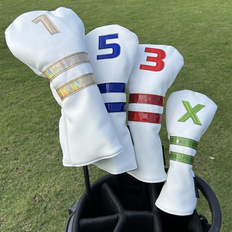 Colorful Golf Wood Head Covers PU Headcover Driver Fairway Woods Hybrid Cover