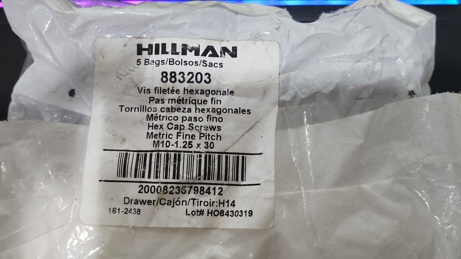 HILLMAN 5 BAGS Hillman Metric Hex Cap Screw 1.25 Fine Thread x 30mm 883203