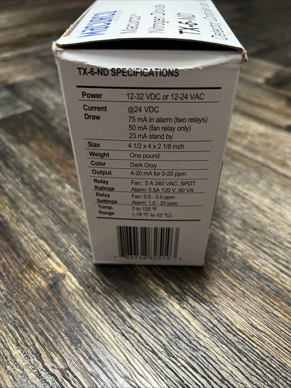TX-6-ND Macurco Nitrogen Dioxide Detector, Controller And Transducer