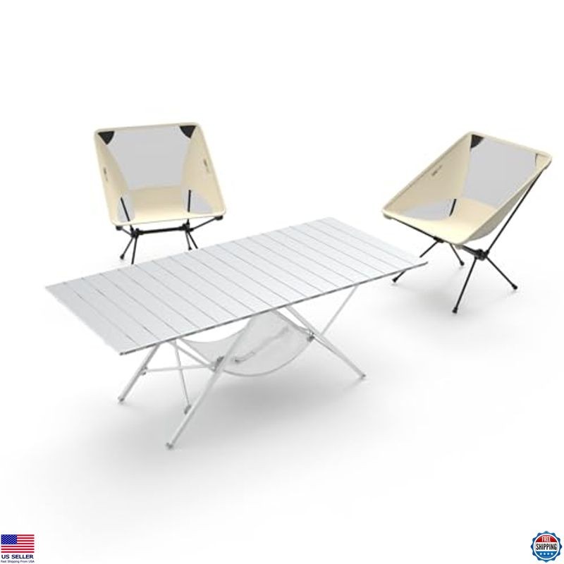 ONEFOREST Portable Camping Table with 2 Lightweight Chairs for Hiking & BBQs
