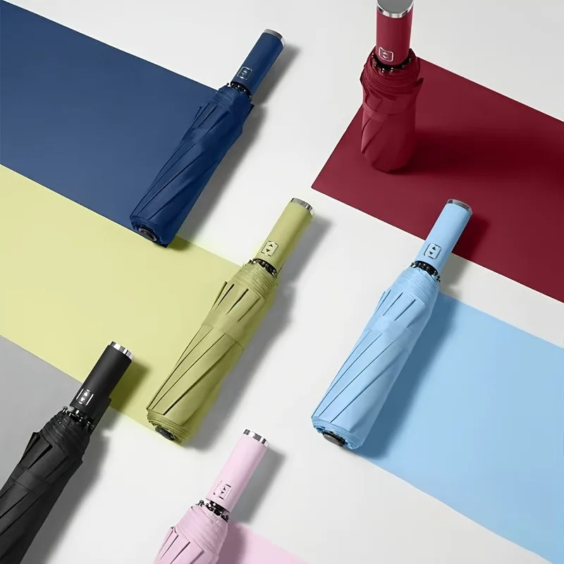Automatic Folding Umbrella 10 Iron Frame 190T Canvas Windproof One-touch Opening