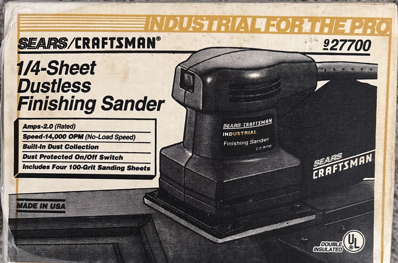 Craftsman 1/4 Sheet Dustless Finishing Sander Industrial Pro  #27700 USA NEW! PB