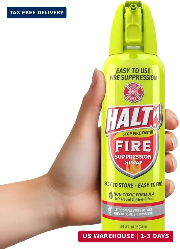 HALT! 10oz Fire Safety Spray - Non-Toxic, PFAS-Free Handheld Fire Suppressor - E