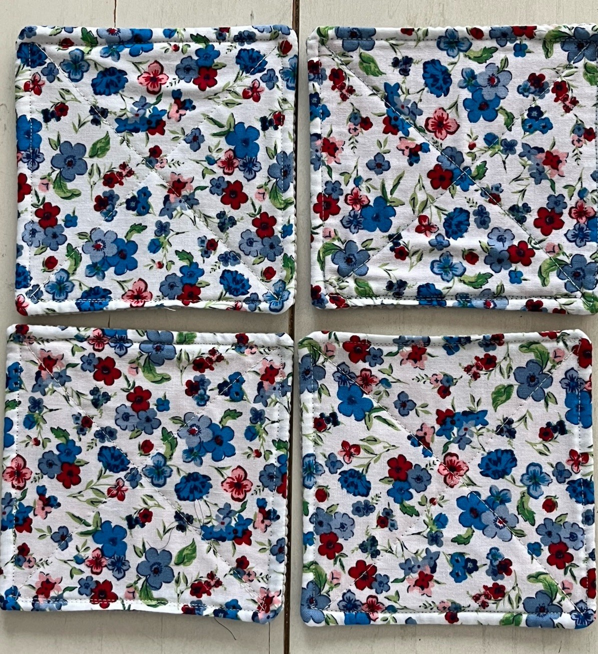 4 Pioneer Woman Jar Openers. Handmade Rubber-backed  5 1/2” Square