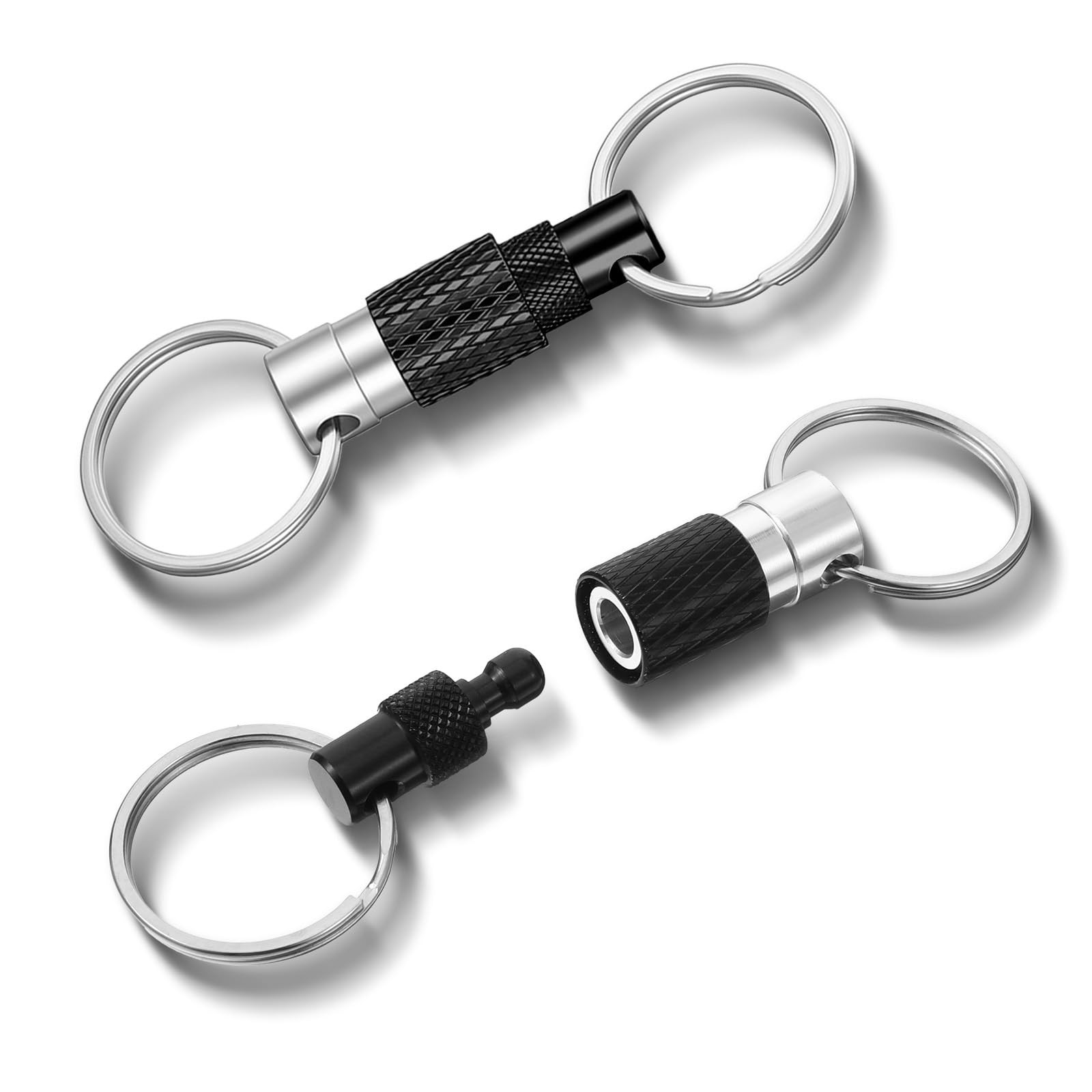2 Pack Quick Release Heavy Duty Metal Keychain Black