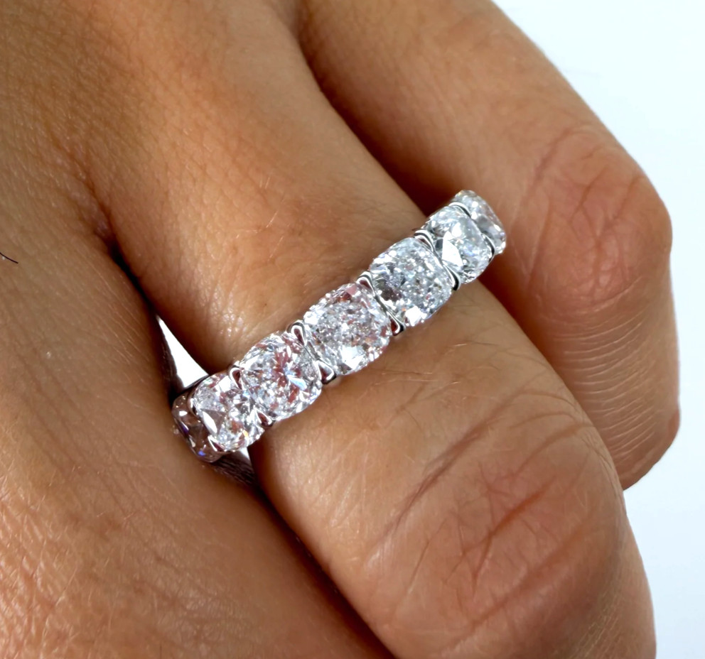 925 Silver, White Diamond Eternity Ring, 4mm Certified Treated-Excellent Luster