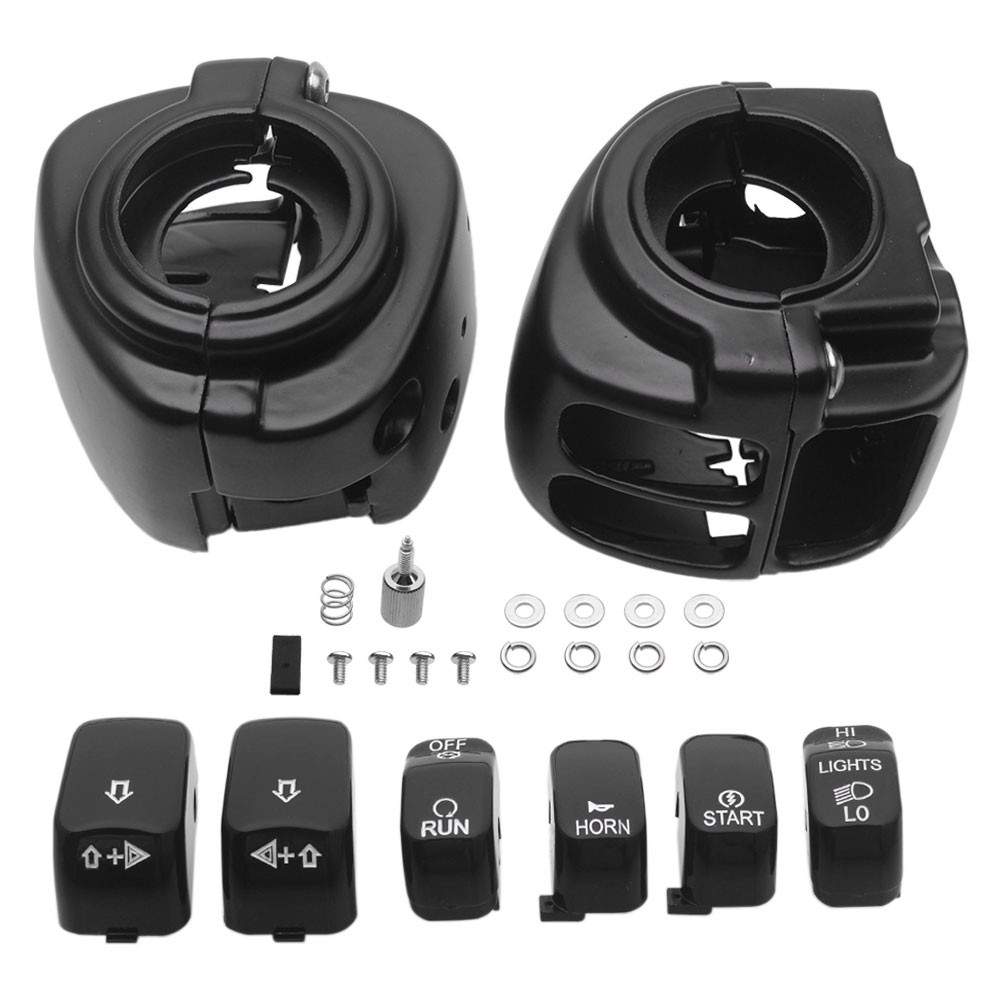 Black Switch Housing Cover w/ Button Caps For Harley Sportster XL Dyna Row Rider