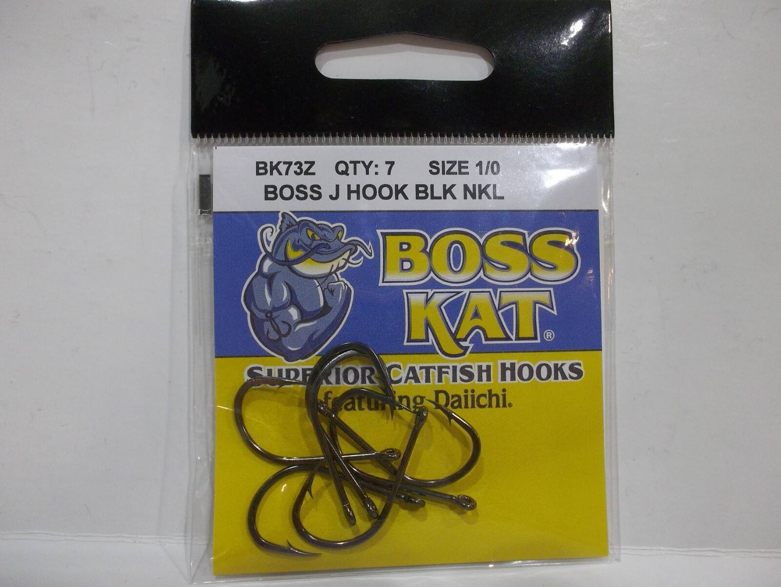 Boss Kat Boss J Hook black nickel BK73Z catfish hooks Choose your size!  NIP