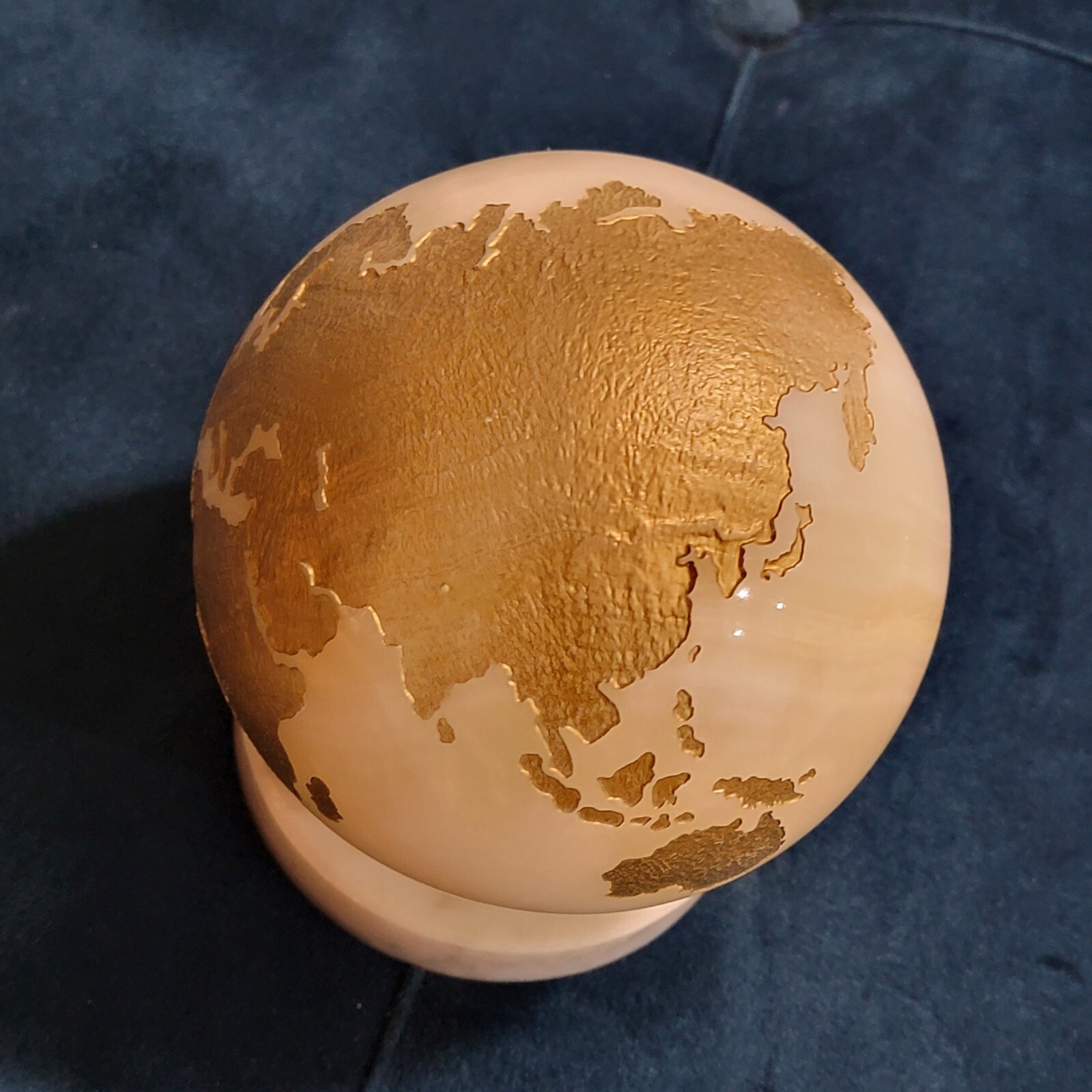 Maitland Smith Marble Stone Globe Solid White Gold - No Base