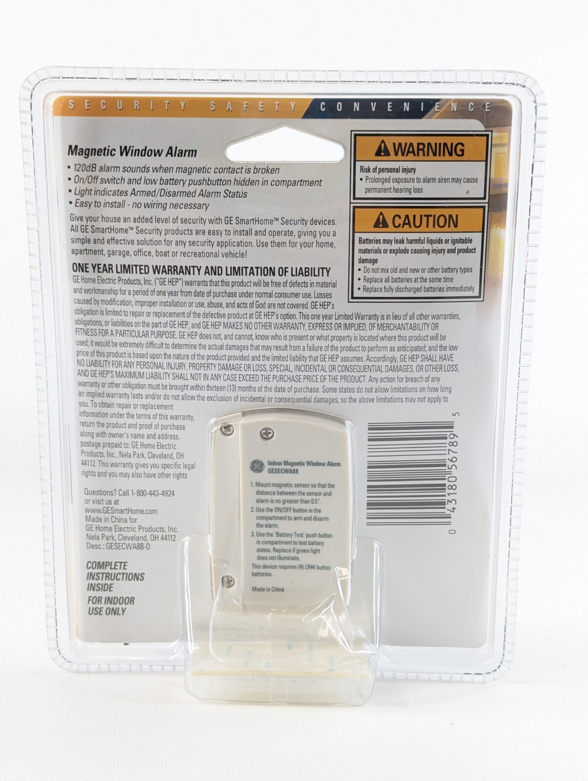 GE Magnetic Indoor Window Alarm Security Sensor Easy Install NEW