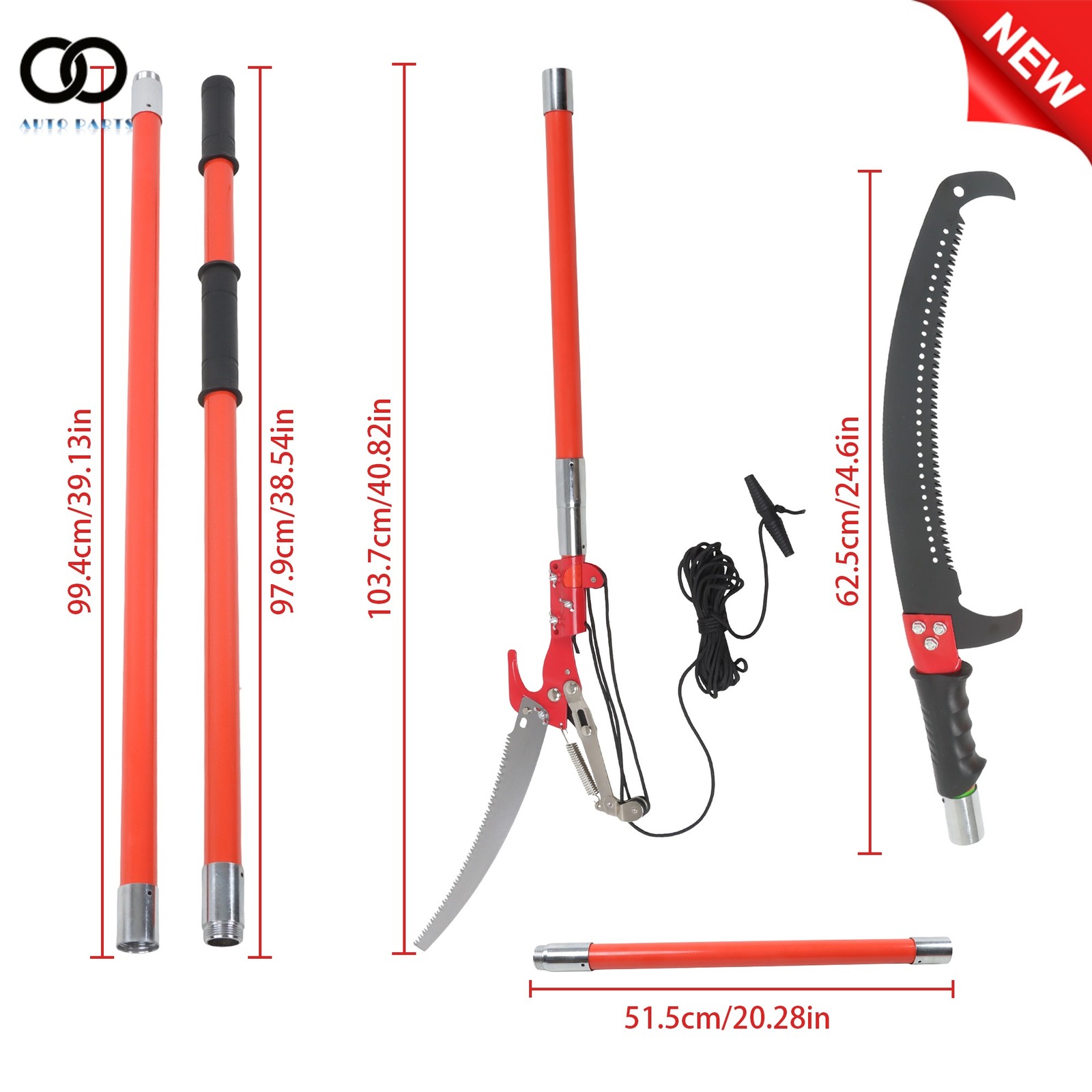 9 Orange 30ft Pruner Saw Combination Extendable Tree Trimmers Section