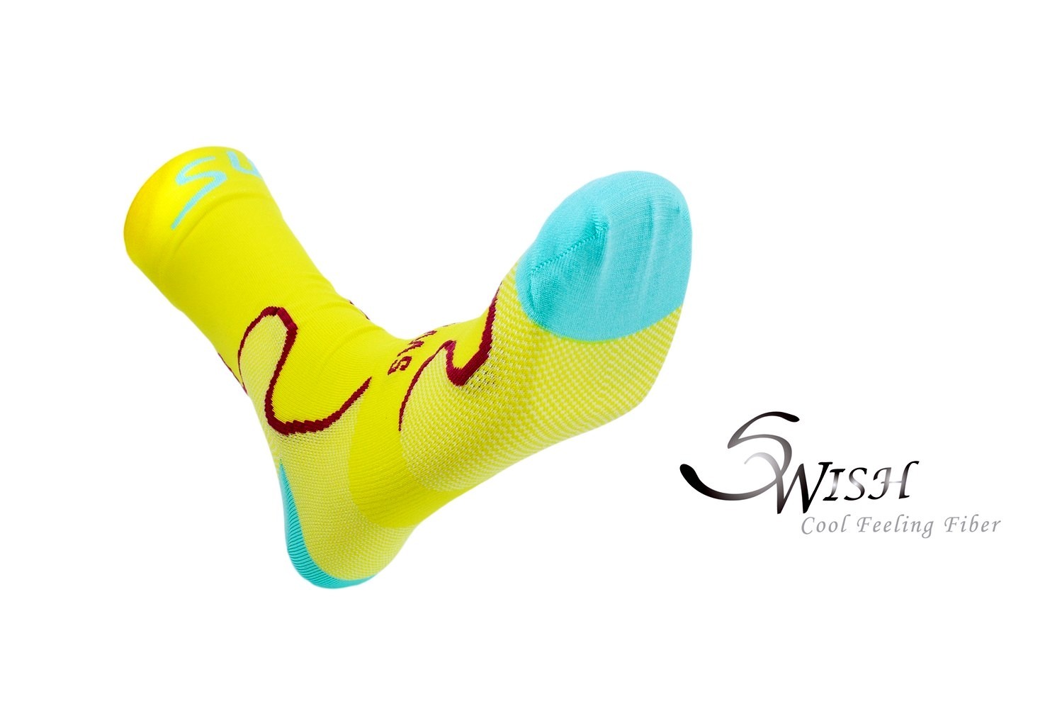 Swish Cooling Max Road MTB Cycle Bike Sports Socks L-Size In Chartreuse Yellow