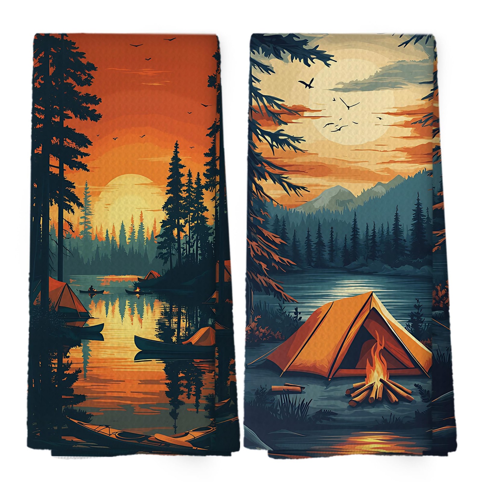 Camping Kitchen Towels - Adventure Travel Dish Towels Gifts for Campers, Fore...
