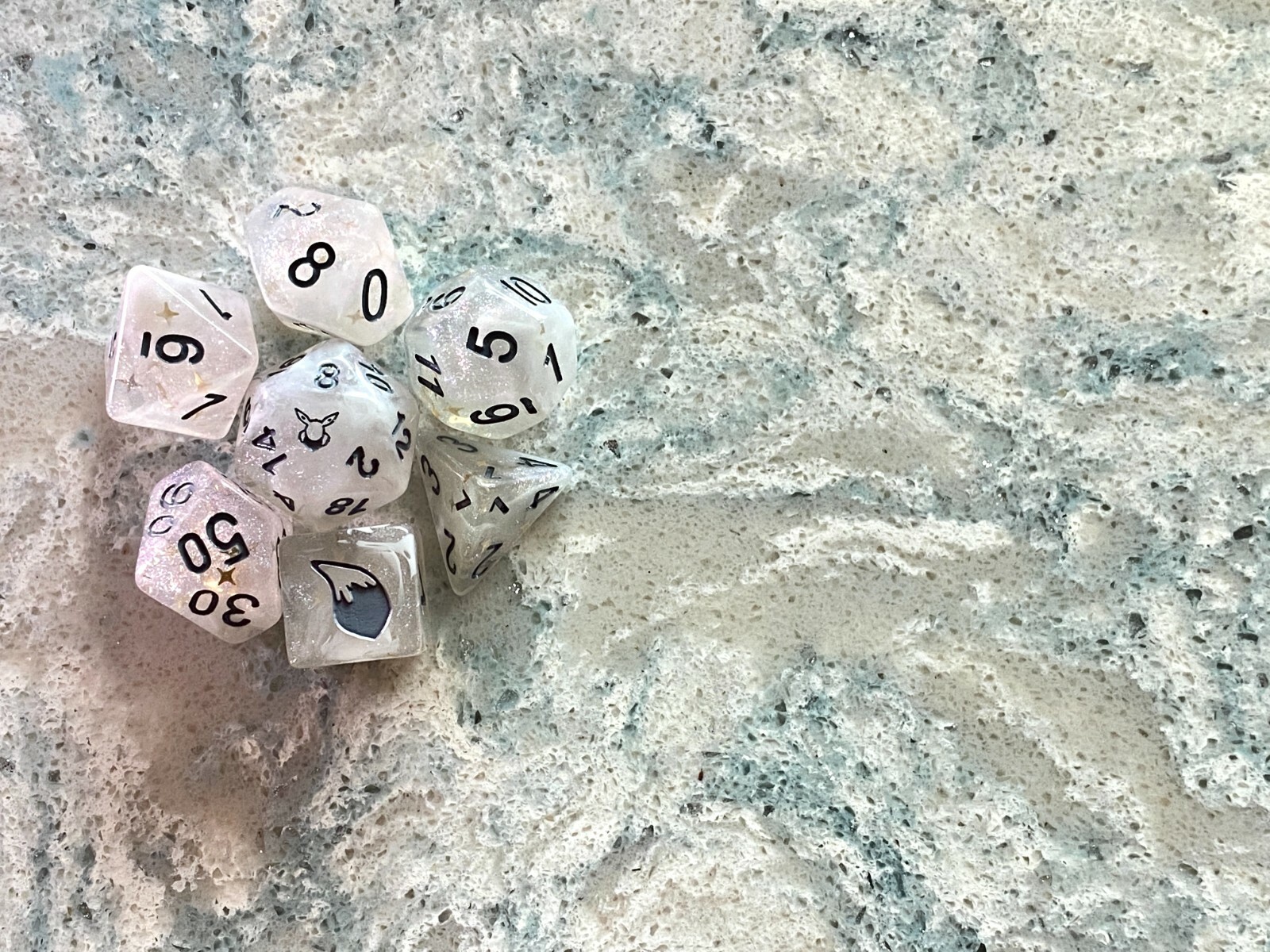 DnD Pokemon SHINY Eevee Inspired D&D Poly 7 Dice Set CUSTOM Eeveelution GXEXV
