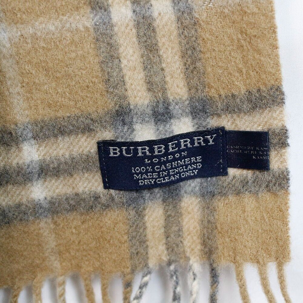 Sciarpa Burberry 100% cashmere colore beige fantasia scozzese 132x31 cm