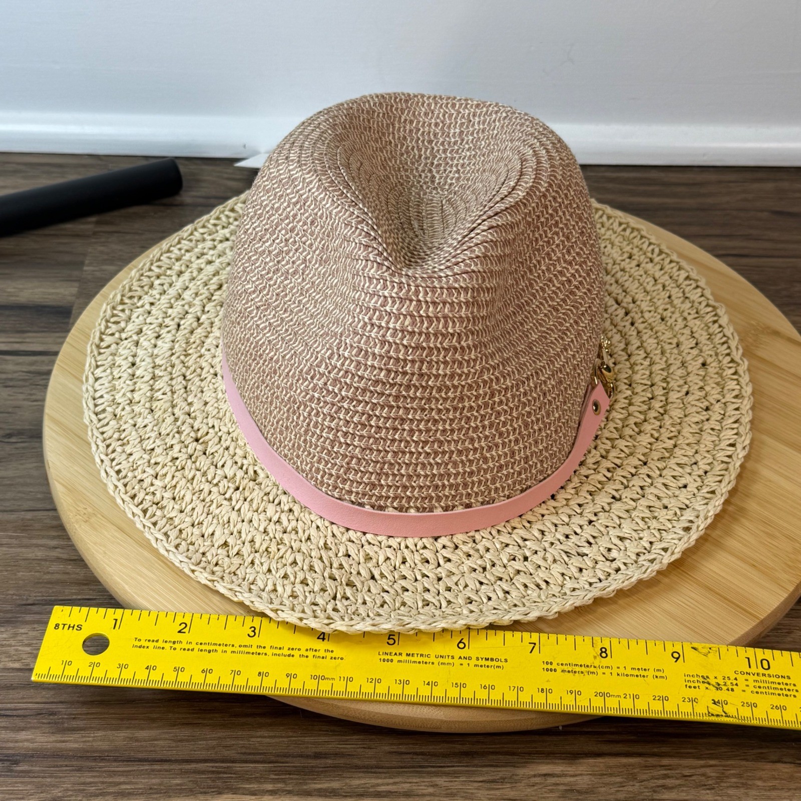Anne Klein Uptown Chic Fedora Hat Women's OS Blush Pink New Straw Paper AK-014