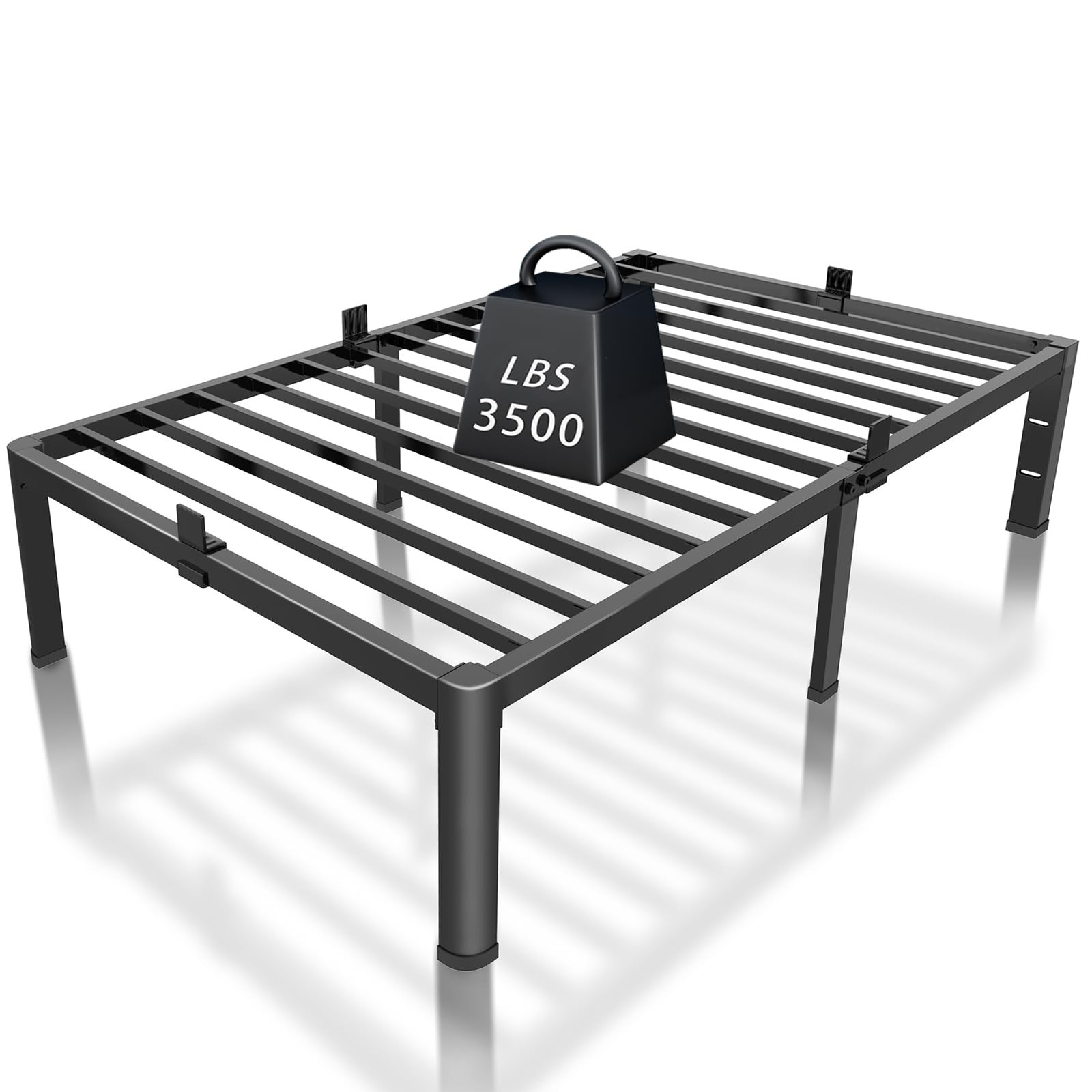 14 Inch Twin XL Metal Bed Frame with Headboard Hole, 3500LB Steel Platform