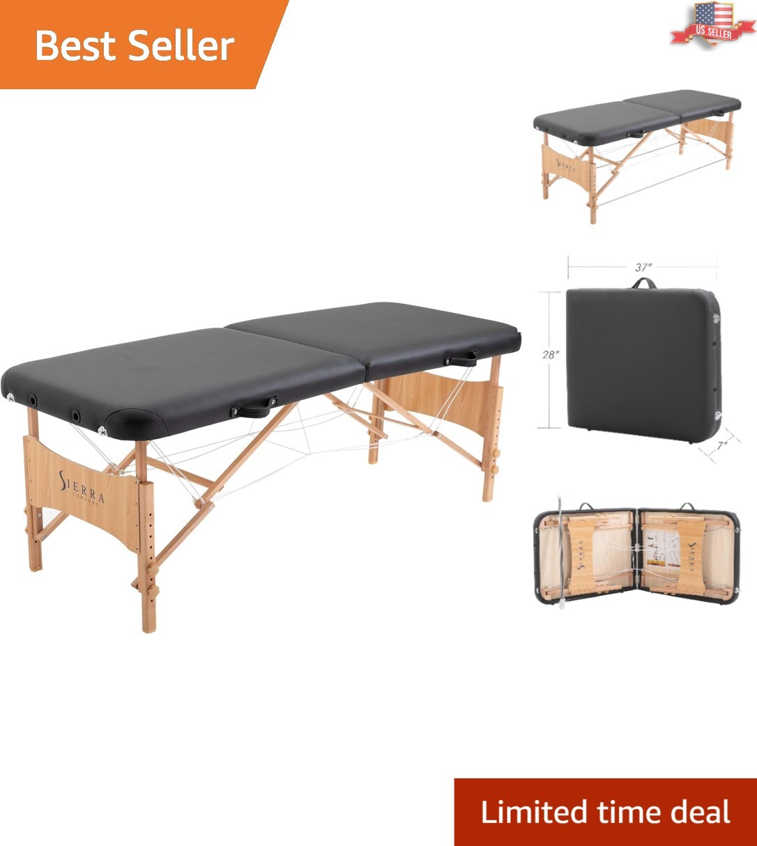 High-Density Foam Adjustable Massage Table - 400 lbs Capacity and Stylish Design