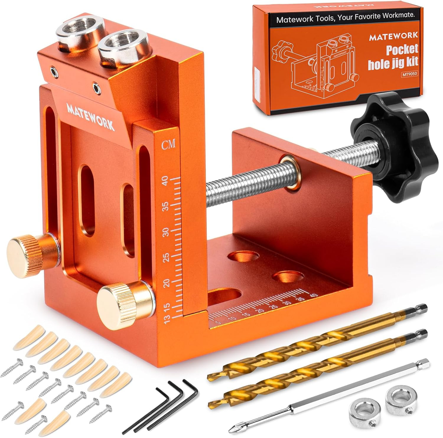 Pocket Hole Jig Kit,  Adjustable Pocket Hole Jig System with Stop Collars, Pocke