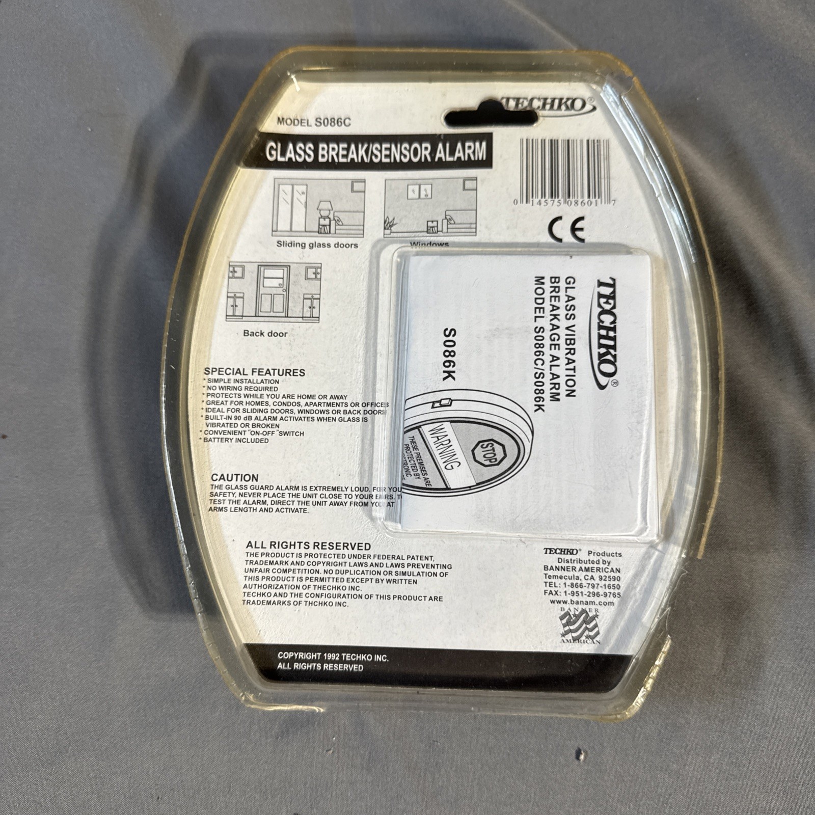 Telko S086N Glass Break/Sensor Alarm Guard Vibration Sensor Device