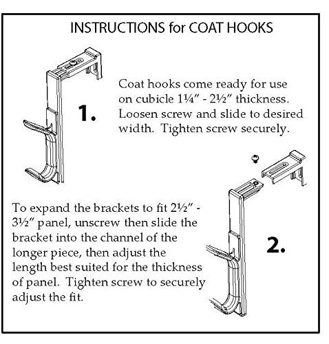 Officemate Double Coat Hooks for Cubicle Panels, Adjustable, 2 Pack, Black