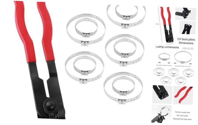 CV Boot Clamp Pliers Kit,10PCS CV Boot Clamp + 1PCS Ear Clamp Clamp Pliers/1pcs